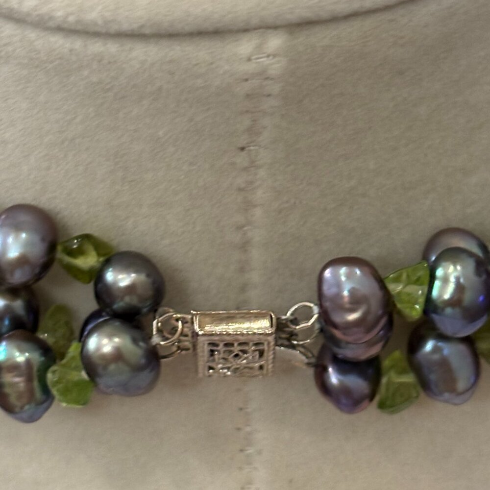 Ross Simons 3 Strand Black Cultured Pearl, Amethyst/Assorted Stone Necklace - Picture 9 of 13